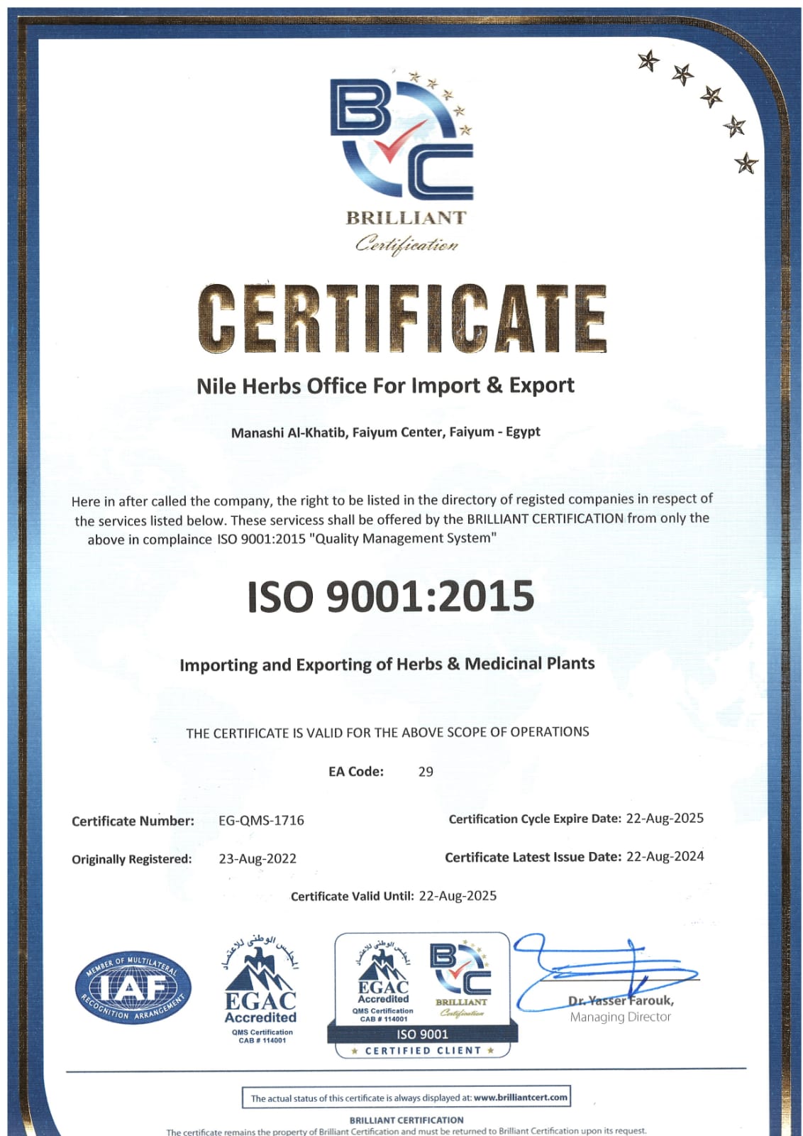 ISO 9001-2015 Certificate