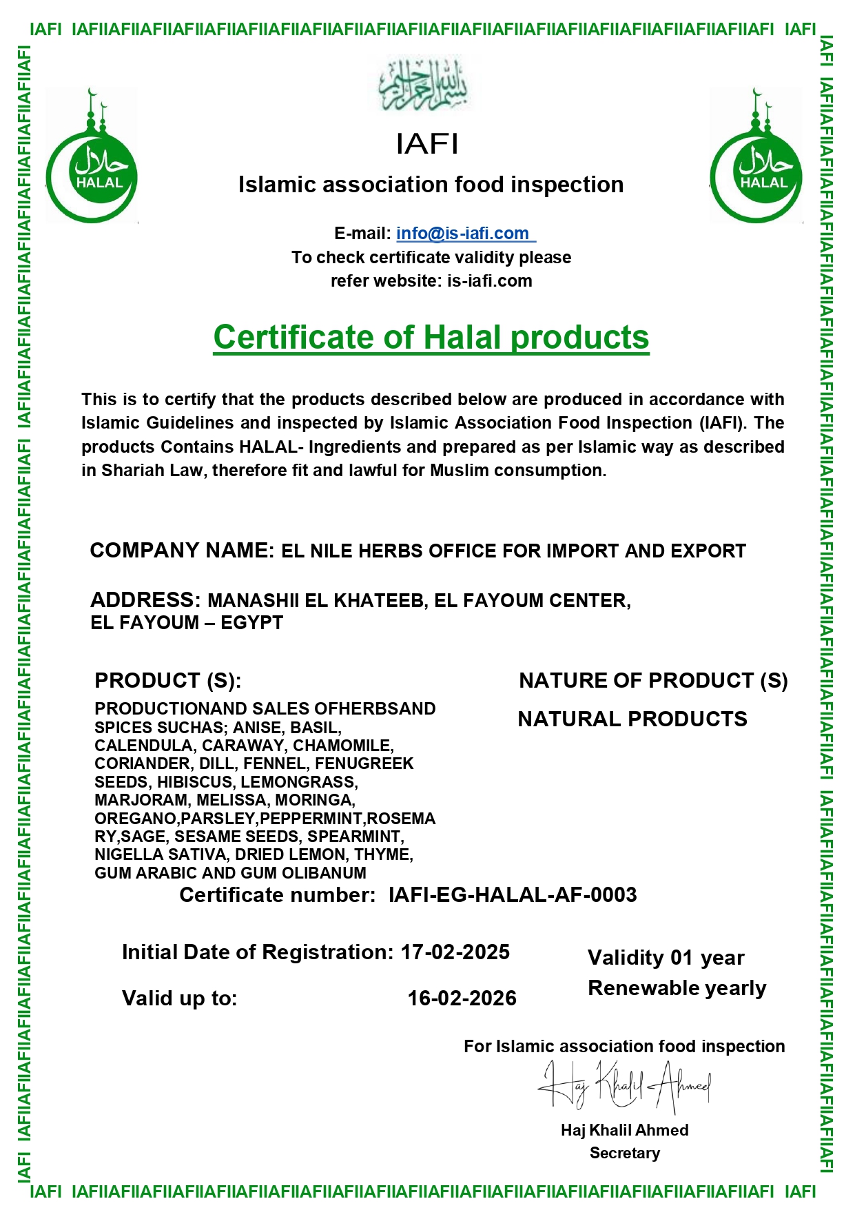 Halal Certificate